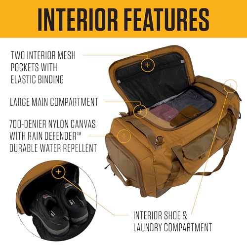 Carhartt Heavy Haul Utility Duffel Bag's, Water-Resistant Packable Bag for Jobsite, Gym, and Travel - color: Carhartt Brown, style: 55l