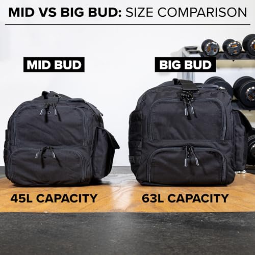 Serious Steel Fitness Heavy Duty 1000D Nylon Duffel Gym Bag (Mid BUD - Black) - color: Black, style: Duffel Bag (Mid Bud)