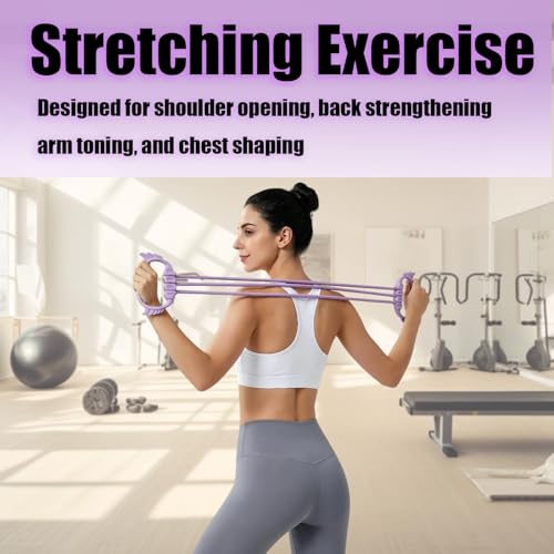 Figure 8 Resistance Bands with Handles, 6 Tube Adjustable Resistance Bands for Arms Back Exercise, Arm Bands for Workout, Strength Training & Full Body Fitness - color: purple