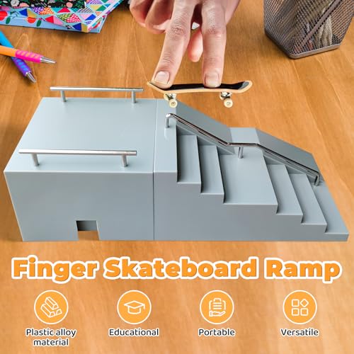 DYNWAVE Mini Finger Skateboard Ramp Gifts Finger Toy Multifunctional Training Props Hand Eye Coordination Accessories Sturdy Portable, Stairs - size: Stairs