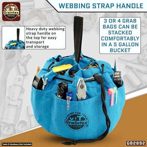Graintex 18 Pockets Grab Bag Rip-stop Canvas Drawstring Closure, Small Part Organizer Pouch, Small Tools, Screws, Parts, Parachute Tool Bag for Efficient Storage - Royal Blue - color: Royal Blue