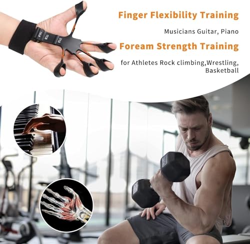 Generic Grip Strength Trainer, Finger Strengthener, Hand Strengthener, 6 Resistant Levels, Adjustable, for Therapy, Relieve Pain, Arthritis, Black Grey, Set of 2
