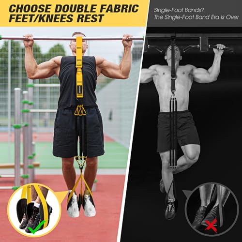 Pull Up Assistance Bands, Resistance Bands for Pull Up Bar Workout, Adjustable Heavy Duty Pull Up Assist Equipment with 4 Assistance Bands, Home Gym Fitness Exercise Strength Training - color: Yellow