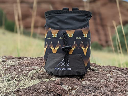 Rock Climbing Chalk Bag | Wide Opening & Fleece Lined | Removable Belt | Large Zippered Pocket | Brush Holder Loops | Bouldering, Gym, Crossfit - color: Dusk