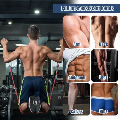 8pcs Pull Up Assistance Bands Set 5pcs Resistance Bands & 2pcs Thin Pull Up Band & Cloth Bag Gym Exercise Workout Band for Men Working Out Stretching Physical Therapy Muscle Training Shape Body