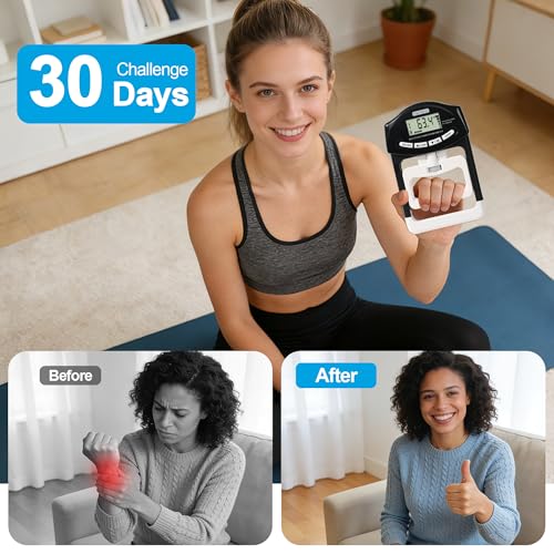 Grip Strength Tester Trainer - Dynamometer Handgrip Measurer Meter, Handheld Strengthener Exerciser for Sports, School, and Home Use