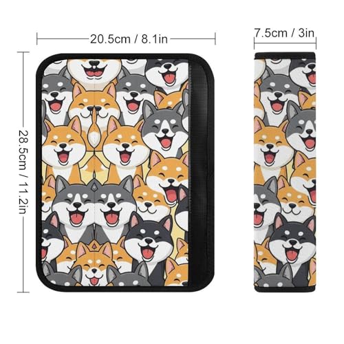 Soft Padded Car Seat Straps Shoulder Pads for Elderly Support, All Vehicles, 1 Pair Cute Shiba Inu Cartoon Dog Faces Shoulder Protector Anti-Slip Pad - color: Pattern 366