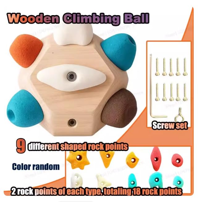 Handcrafted Boulder Block Build Strength and Precision 3D Climbing Ball for Training Simulated Rock Wall Holds Portable Gear Gifts Rocks Climbers Block Anywhere(Size:Lasso + climbing ball + storage ba - size: Lasso + climbing ball + storage bag