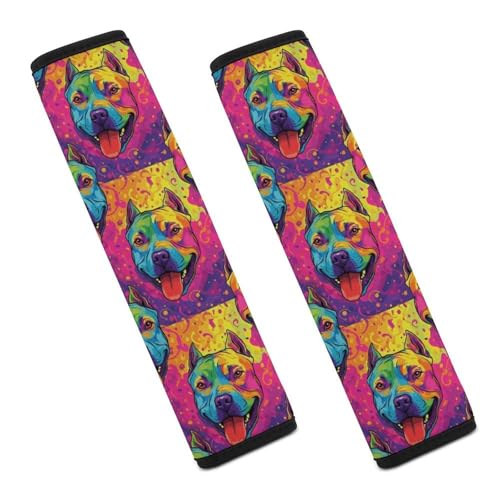 2 Pack Colorful Pitbull Car Seat Belt Pad Soft Padded Harness Pads Strap for Child, Car Seats Pushchair Strollers High Chair Pushchair, Anti-Slip Pad - color: Pattern 165