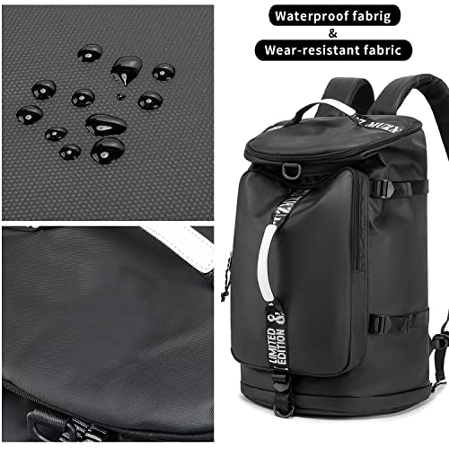 Gym Duffle Bag Waterproof black Laptop Backpack Suitable for Hiking, Fishing, Travel 40L Large Capacity Trendy Cool Lightweight Backpack for Men and Women (Black)… - color: Black