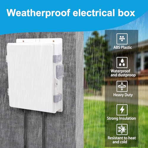 Electrical Junction Box, Outdoor Water Resistant Nema Enclosure, Ventilated ABS Plastic WiFi Project Box with Internal Mounting Panel & Hinged Cover 13" Lx 9.2" Wx 3.7" H - size: 13"L x 9.2"W x 3.7"H