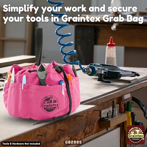 Graintex 18 Pockets Grab Bag Rip-stop Canvas Drawstring Closure, Small Part Organizer Pouch, Small Tools, Screws, Parts, Parachute Tool Bag for Efficient Storage - Pink - color: Pink
