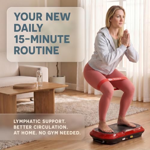 Lifepro Waver Vibration Plate Exercise Machine with 99 Speeds & 10 Presets | Resistance Bands, Non-Slip Surface, 330 lbs Capacity — Vibration Plate for Lymphatic Drainage, Body Toning, Full-Body Workout - color: Red