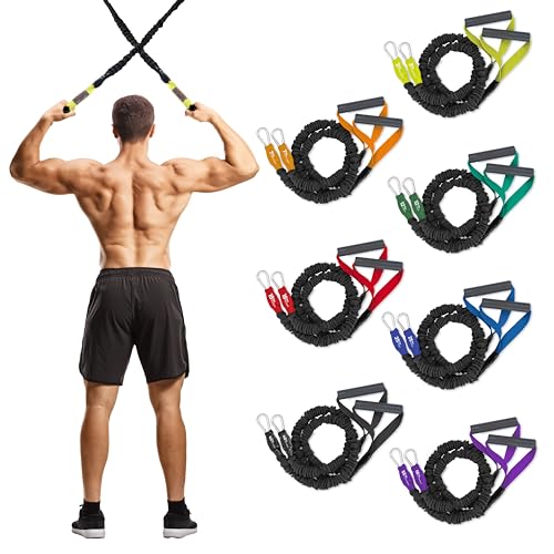 American Made X-Over Bands - Full Set of 7 Arm & Shoulder Strength Training Resistance Bands for Stretching, Rehab, Increasing Lift Weight