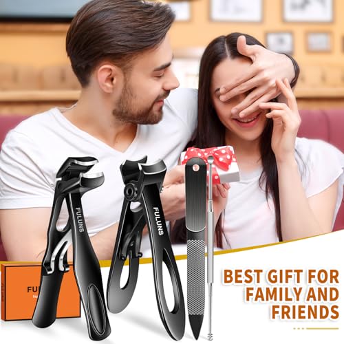 Toenail Clippers for Thick Toenails for Seniors, Angled Large Nail Clippers for Men with Catcher, Heavy Duty Toenail Clippers with Wide Opening Fingernail Clipper Nail Cutter Gifts for Men Women - style: Black Nail Clippers Set