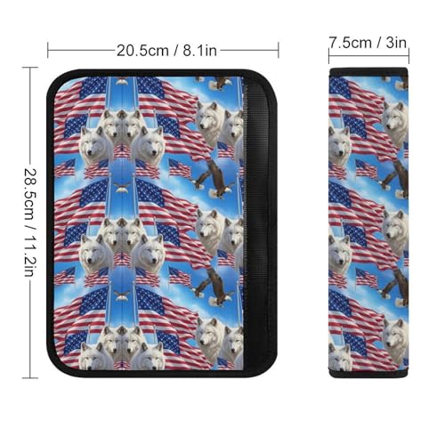 Soft Padded Seat Belt Cover for Girls and Boys, Stroller Pushchair High Chair, 2 Piece Wolves Eagles Wolf American Flag Shoulder Protector Anti-Slip Pad - color: Pattern 778