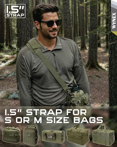 WYNEX Shoulder Strap, 55 inch Universal Bag Strap Replacement with Pad | Single Shoulder Strap with Detachable Thick Pad, Crossbody Bag Strap for Tactical Pouch Tool Bag Messenger Bag Luggage Duffle - color: Army Green, size: 1.5“ Strap