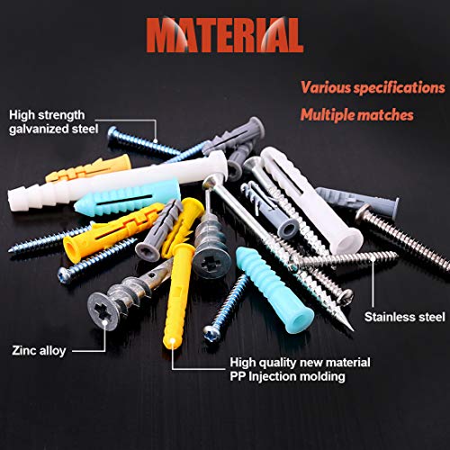 Hilitchi 220-Pieces Zinc and Plastic Self Drilling Drywall Anchors with Phillips Pan head Self Tapping Screws Assortment Kit