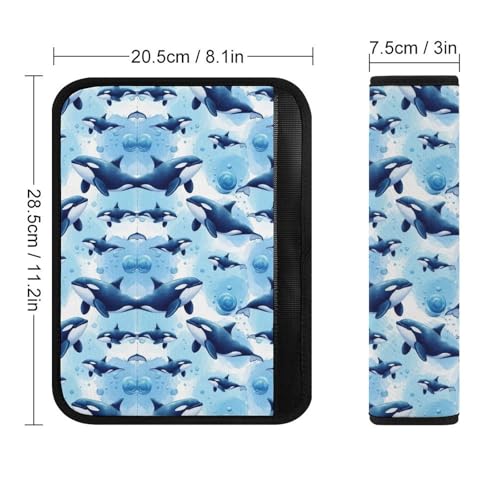 Breathable Car Seat Belt Pad for Girls and Boys, Stroller Pushchair High Chair, 2PCS Ocean Blue Killer Whale Shoulder Harness Cover Easy Install (No Tool) - color: Pattern 773