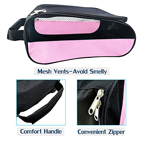 Golf Shoe Bag, Golf Shoes Bags Men/Women Outdoor Zippered Carrier Bags with Ventilation Sport Shoes Bag Travel Shoe Bags (Light Pink) - color: Light Pink