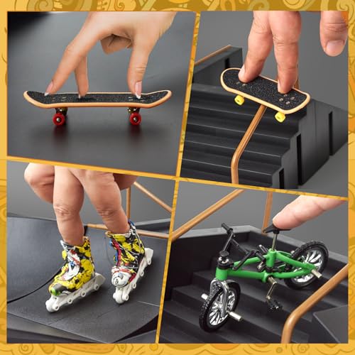 Finger Skateboard Ramps Sets DIY Assembly Mini Finger Skateboard 14 Pieces Fingerboard Skatepark for Kids Children Training Props Fingerboard Park