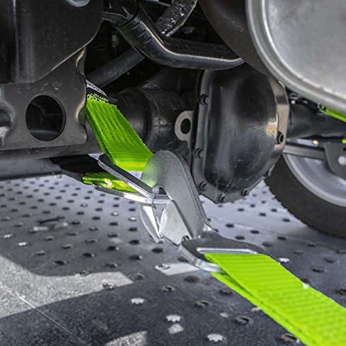 VULCAN Car Tie Down Axle Strap with Wear Pad - 2 Inch x 22 Inch - 4 Pack - High-Viz - 3,300 Pound Safe Working Load - size: 2" x 22" Hi Viz Green (4 Pack)