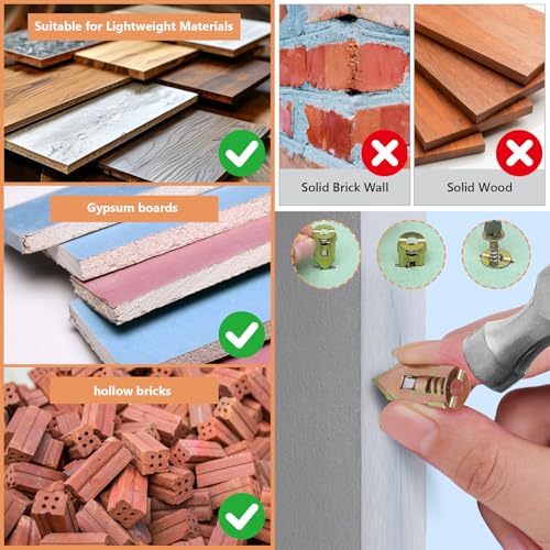 200P Self Drilling Drywall Anchors Screws Kit, 100 Anchors and 100 Screws for Heavy Duty, Upgraded Zinc Plated Steel,No Drill Needed,Perfect for TV, Bike, Shelf Straps, Cabinet & Fixing Curtains (200)