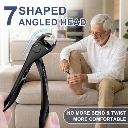 2026 Toenail Clippers for Seniors Thick Toenails | Angled Heavy Duty Large Toe Nail Clippers for Men and Very Sharp Slanted Curved Blade Toenail Clippers 4PCS Set - color: 4pcs Black & Sliver