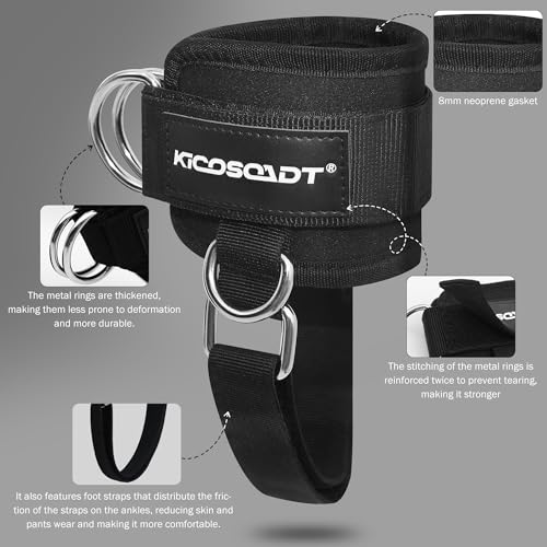Ankle Straps for Cable Machine Women, 2 Pack Padded Ankle Cuffs with Under-Shoe Support Strap, Cable Kickback Straps for Glute Workouts, Leg Extensions & Hip Abductors