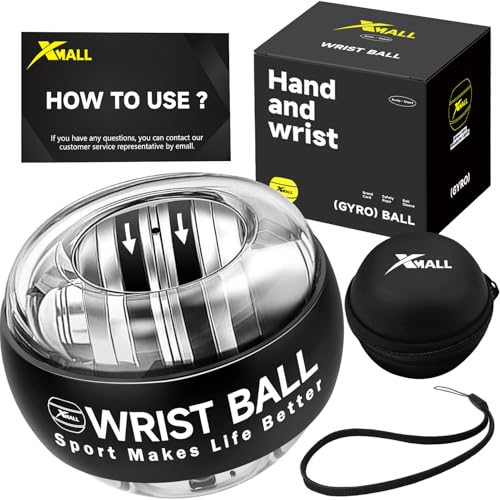 XMALL Torque Ball Hand Exerciser, Grip Strength Trainer, Auto-Start, Forearm Strengthener, Hand Strengthening Devices, Wrist Power Gyro Ball, Wrist Strengthener, Finger Exerciser - color: Transparent