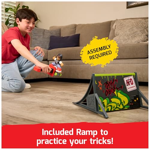 TECH DECK Shred N' Blast Sk8board, Motorized Finger Skateboard Toy with Rider & Ramp for Fast Tricks & High Jumps, Kids Toys for Boys and Girls Ages 6 & Up, Batteries Required - style: Shred N Blast Sk8board