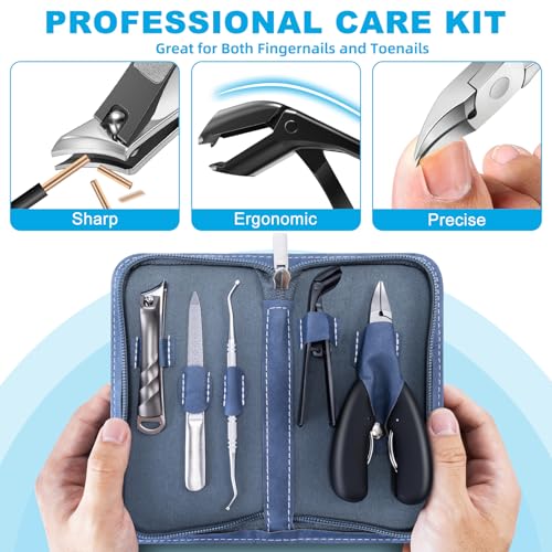 2026 Toenail Clippers for Thick Toenails for Seniors Angled Head | Large Toe Nail Clippers Set for Men, Long Handle Heavy Duty Ingrown Toenail Clippers, Ultra Sharp Slanted Finger Nails Cutter - style: 5PCS Toenail Clippers