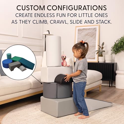 FDP SoftScape Playtime and Climb Multipurpose Playset for Infants, Toddlers 10m-2yrs For Crawlers and Little Builders, Learn Gross Motor Skills at Home or Daycare (6-Piece)- Contemporary, 12364-CT