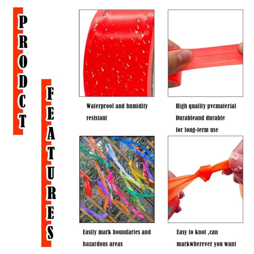 10 Pack Orange Flagging Tape, Non-Adhesive Plastic Ribbon Neon Marking Roll | 1inch*2000ft, Marking Tape for Tree Marking, Hunting, Boundaries and Hazardous Areas,Trail Marking - color: Orange-10pack
