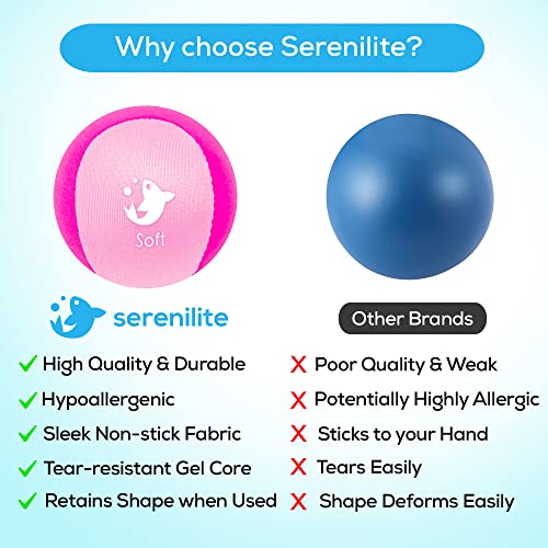 Serenilite Hand Therapy Exercise Stress Ball Bundle - Tri-Density Stress Balls for Adults & Grip Strengthening - color: Purple, Pink