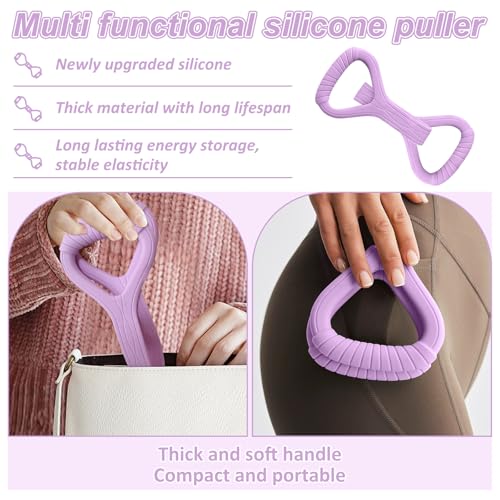 Figure 8 Fitness Band with Handle,Exercise for Arm & Shoulder,Yoga,Stretch | Non-Slip Ropes ,Elastic Bandsfor Women,Back Training Exercise Equipment - color: purple