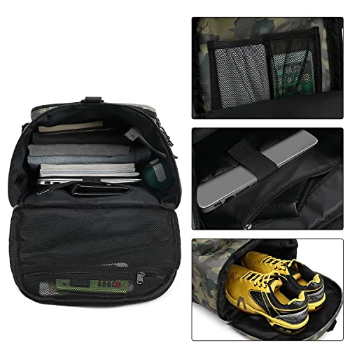 Kalesi Gym Duffle Bag Backpack 4-Way Waterproof with Shoes Compartment for camouflage travel Sport Hiking laptop (camouflage) - color: Camouflage