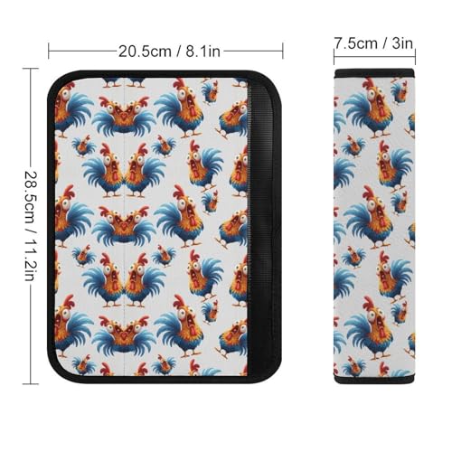 1 Pair Funny Rooster Cool Cartoon Chicken Seat Belt Shoulder Pad Soft Padded Seat Belt Cushion for Adult Use, Stroller Pushchair High Chair, Pressure Relief - color: Pattern 990