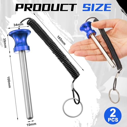 Lasnten Weight Stack Pin Magnetic Universal Gym Weight Pin 0.4 inch Drop Set with Pull Rope for Plate Apertures Above 10.5 mm Heavy Duty - color: Blue