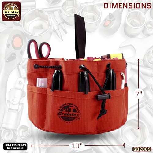 Graintex 18 Pockets Grab Bag Rip-stop Canvas Drawstring Closure, Small Part Organizer Pouch, Small Tools, Screws, Parts, Parachute Tool Bag for Efficient Storage - Rust - color: Rust
