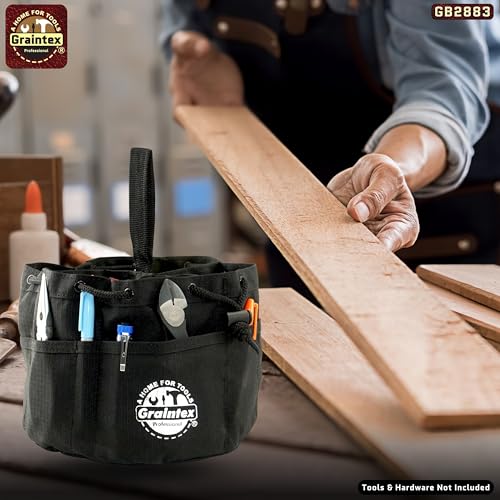 Graintex 18 Pockets Grab Bag Rip-stop Canvas Drawstring Closure, Small Part Organizer Pouch, Small Tools, Screws, Parts, Parachute Tool Bag for Efficient Storage - Black - color: Black