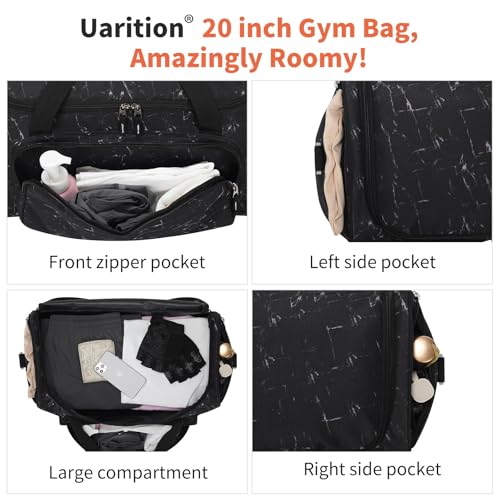 Uarition Men's Large Duffle Bag, 55L Heavy Duty Gym Bag for Sports, Workout, and Travel - Durable Duffel Gear Bag in Marble Black - color: Marble Black