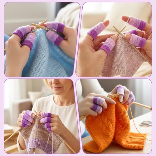 30PCS Crochet Finger Guard, Compression Crochet Finger Sleeves, Elastic Knitting Finger Protector, Breathable Protectors Thumb Splint Brace for Writing, Arthritis Pain Relief, Basketball Sport