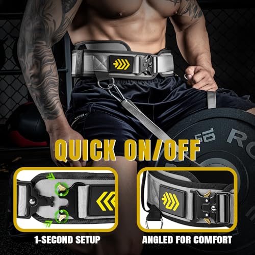 MANUEKLEAR 2-in-1 Weightlifting Belt & Dip Belt with 36.7 IN Rope, Double-Layer Weight Lifting Belts, Powerlifting Gym Weighted Belt for Pull Up Squat - color: Sleek Grey, size: S(26-29in)