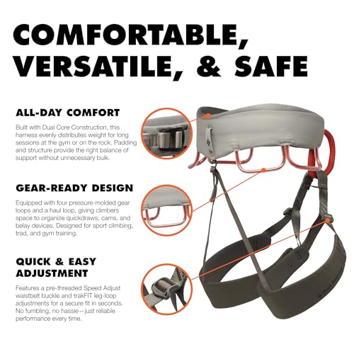BLACK DIAMOND Men's Momentum Rock Climbing Harness, Adjustable Loops - color: Moonstone, size: MD (30-33" Waist)