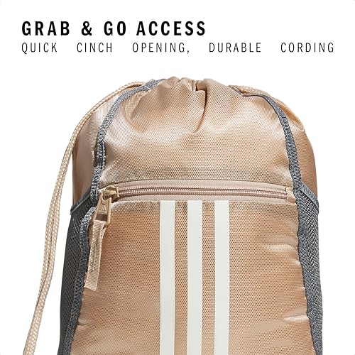 adidas Alliance Sackpack – Drawstring Backpack for Sports, Small Gym Bag, Magic Beige/Off White/2, OSFA - color: Magic Beige/Off White/2
