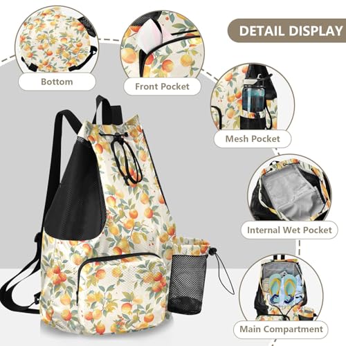 Red Yellow Fruits Women Mens Drawstring Backpack Climbing Gym Bag with Inside Pockets Cinch Sack Waterproof