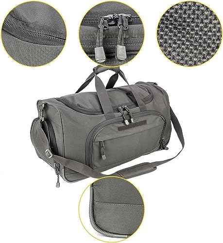 HYKING Gym Bag for Women & Men Tactical Duffle Military Weekender Work Out Lightweight Waterproof Sports Tote Shoe Pocket Gray - color: Gray