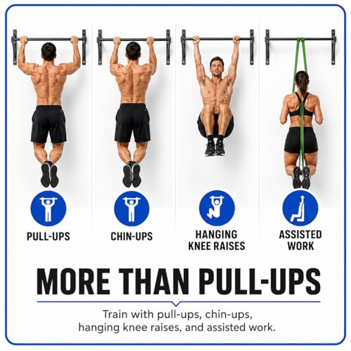 REP Fitness Heavy Duty Pull-Up Bar, Wall Mounted Multi-Grip or Bare Steel Straight Option, Home Gym Exercise Equipment for Chin Training, Garage Strength Workouts, Rings, Straps - style: Straight Bar