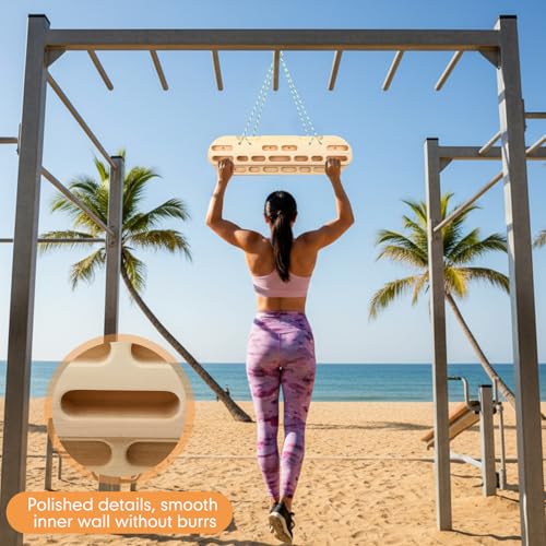 Climbing Hangboard Rock Climbing Fingerboard Gifts Portable Mounted Training Station Pull Up Bar Wooden Hand Grip Strengthener Exerciser with Installation Kit and Rope for Climbers Athletes